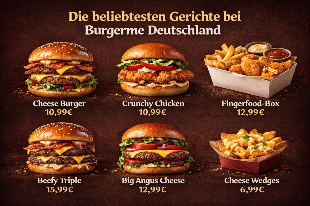 Burgerme Speisekarte mit Preisen in Deutschland 2 Die beliebtesten Gerichte bei Burgerme Deutschland