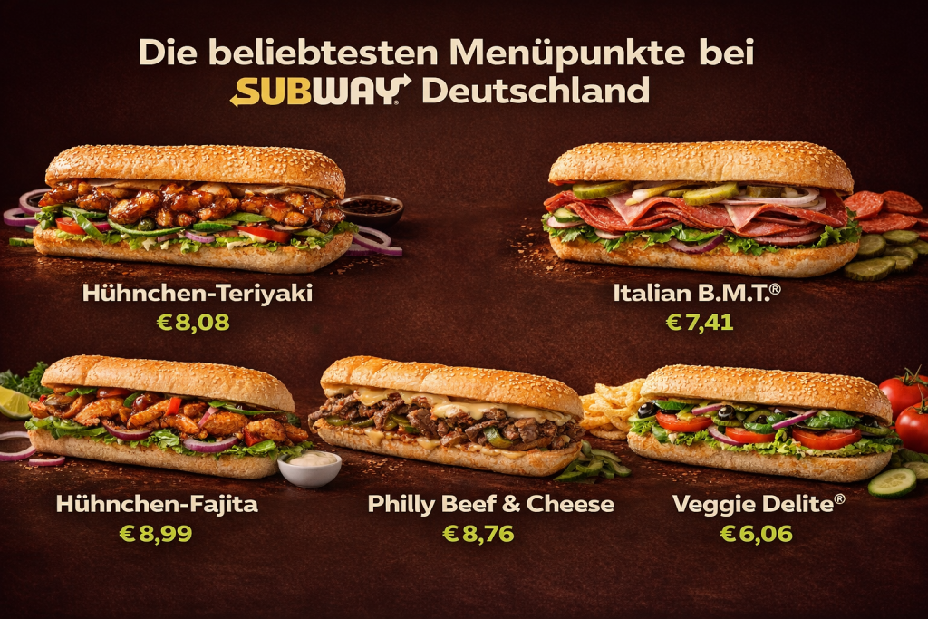 Die beliebtesten Menüpunkte bei Subway Deutschland