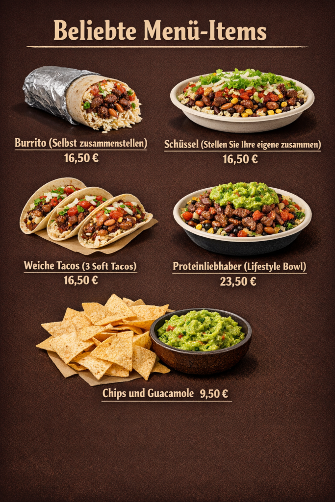 Die beliebtesten Gerichte bei Chipotle Mexican Grill in Deutschland