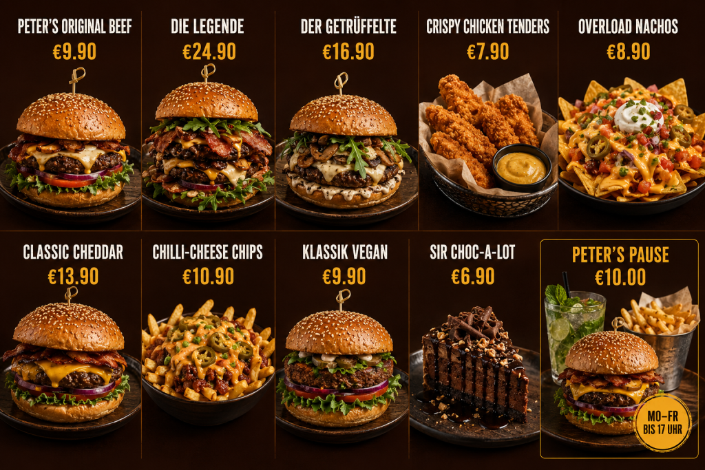 Peter Pane Burgergrill & Bar Speisekarte Preise Deutschland 2 Die beliebtesten Gerichte bei Peter Pane in Deutschland