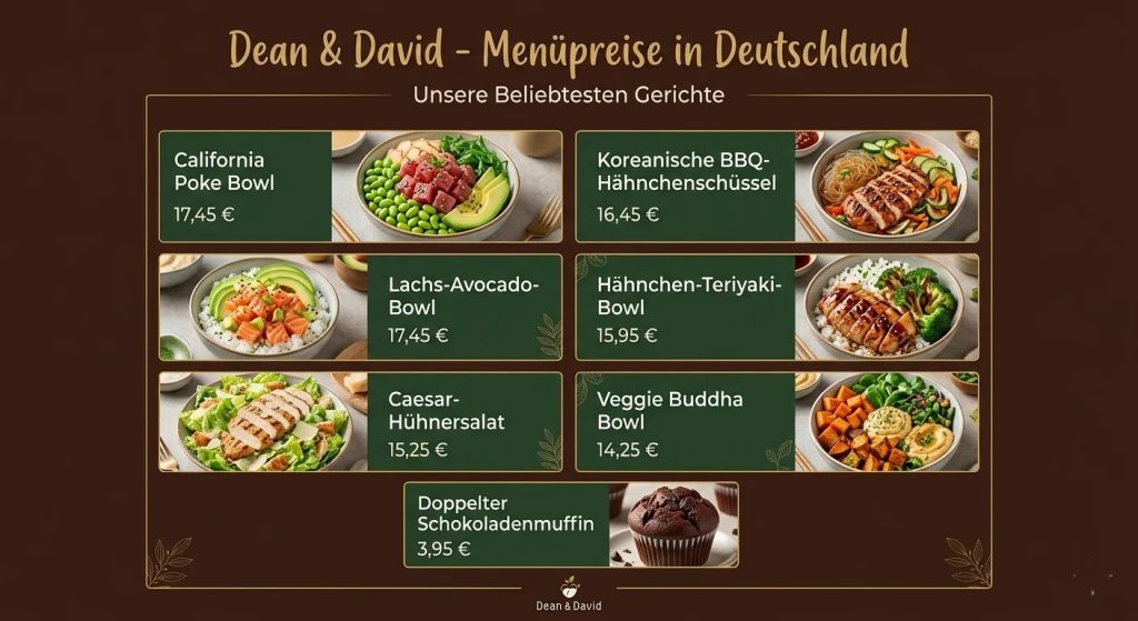 Die beliebtesten Menüpunkte bei Dean & David in Deutschland