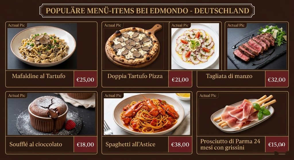 Die beliebtesten Menüpunkte bei Edmondo in Deutschland
