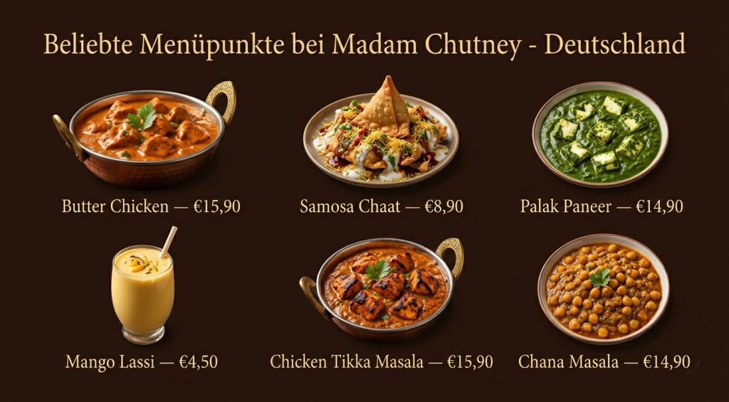 Madam Chutney Speisekarte mit Preisen in Deutschland 2 Die beliebtesten Menüpunkte bei Madam Chutney in Deutschland