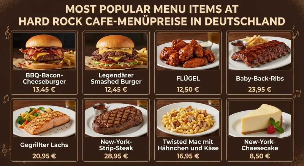 Die beliebtesten Menüpunkte im Hard Rock Café in Deutschland