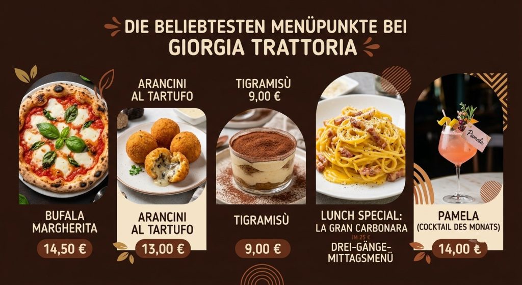 Die beliebtesten Menüpunkte in der Giorgia Trattoria in Deutschland