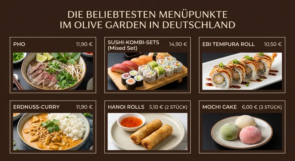 Die beliebtesten Menüpunkte im Olive Garden in Deutschland