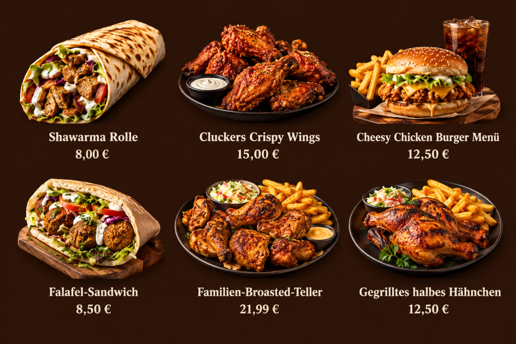 Die beliebtesten Gerichte bei Cluckers in Deutschland